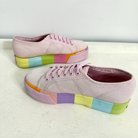 Superga Fantasia Pink Rainbow Platform Sneakers, Women’s Size EU 39 / US 6.5 - Picture 4 of 10